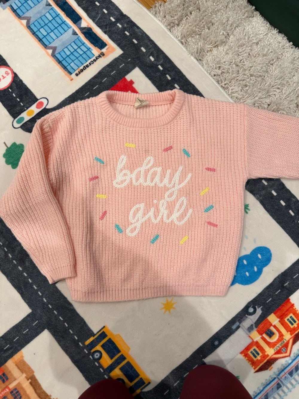 Sweet Wonk Pink "bday girl" Knit Sweater